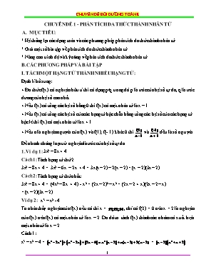 Toán 8 - Chuyên đề 1 Phân tích đa thức thành nhân tử